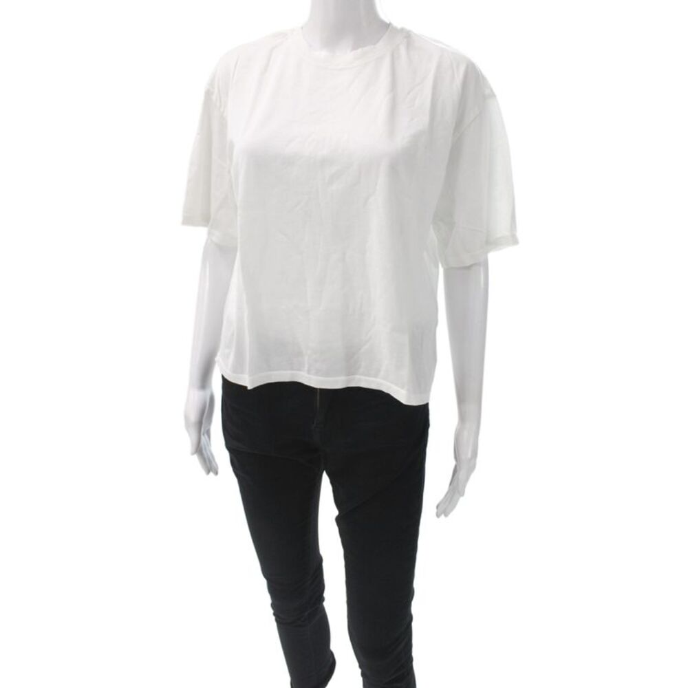 SPRWMN Womens Basic T-Shirt White 100% Cotton Crew Neck Short Sleeve Size XS